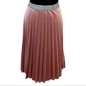 Dusty Pink Pleated Velvet Skirt Size L